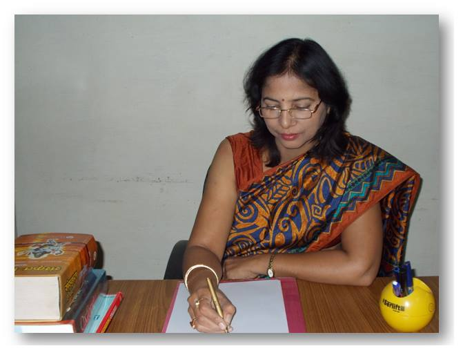 Padmaja Gupta at her desk